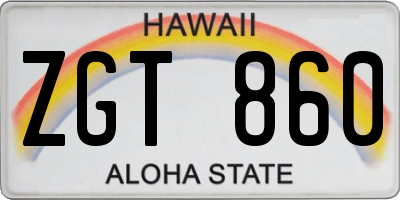 HI license plate ZGT860