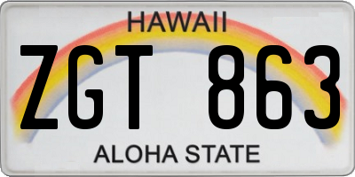 HI license plate ZGT863