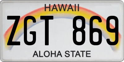 HI license plate ZGT869