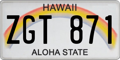 HI license plate ZGT871