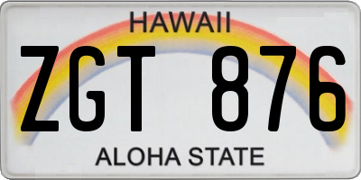 HI license plate ZGT876