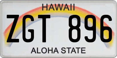 HI license plate ZGT896