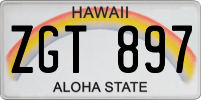 HI license plate ZGT897