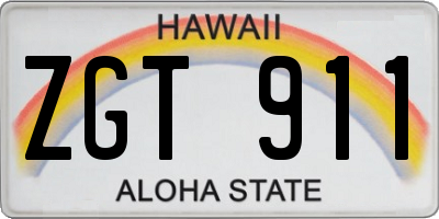 HI license plate ZGT911