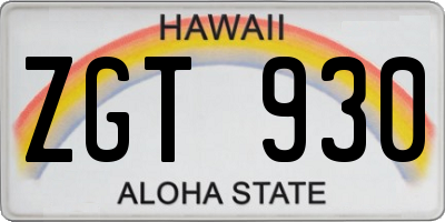 HI license plate ZGT930