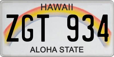 HI license plate ZGT934