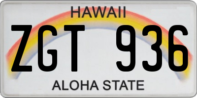 HI license plate ZGT936
