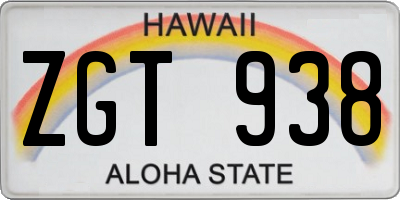 HI license plate ZGT938