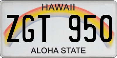 HI license plate ZGT950