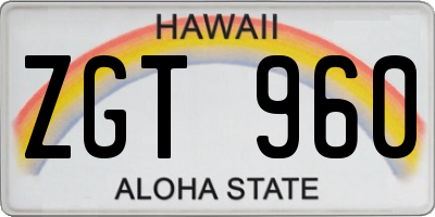HI license plate ZGT960
