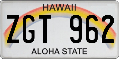 HI license plate ZGT962