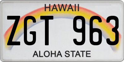 HI license plate ZGT963