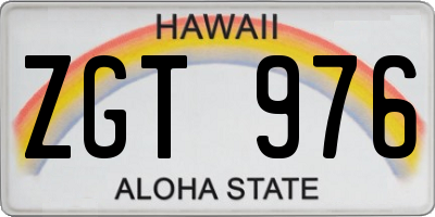 HI license plate ZGT976