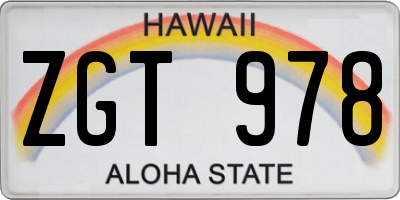 HI license plate ZGT978