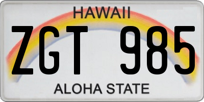 HI license plate ZGT985