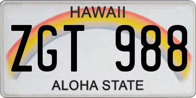 HI license plate ZGT988