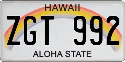 HI license plate ZGT992
