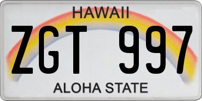 HI license plate ZGT997