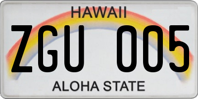 HI license plate ZGU005