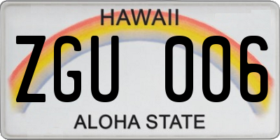 HI license plate ZGU006