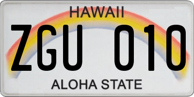 HI license plate ZGU010