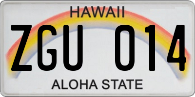 HI license plate ZGU014
