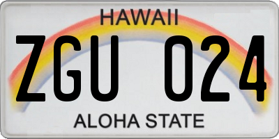 HI license plate ZGU024