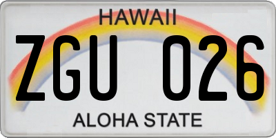HI license plate ZGU026
