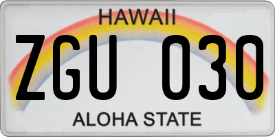 HI license plate ZGU030