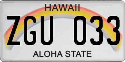 HI license plate ZGU033