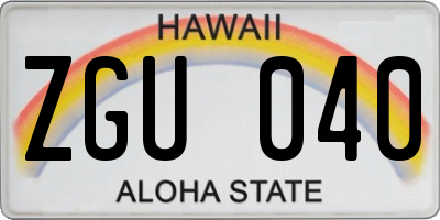 HI license plate ZGU040