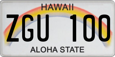 HI license plate ZGU100