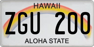 HI license plate ZGU200
