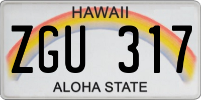 HI license plate ZGU317