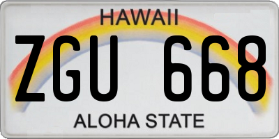 HI license plate ZGU668