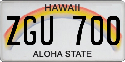 HI license plate ZGU700