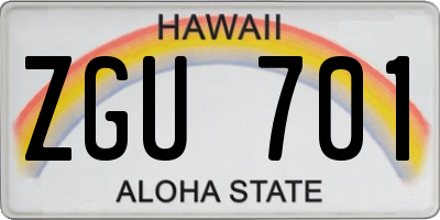 HI license plate ZGU701