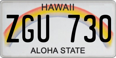HI license plate ZGU730