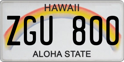 HI license plate ZGU800