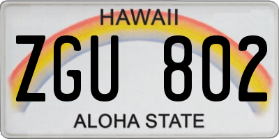 HI license plate ZGU802