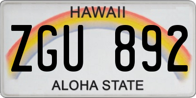 HI license plate ZGU892