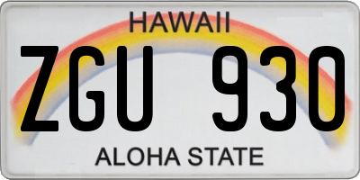 HI license plate ZGU930