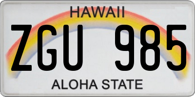 HI license plate ZGU985