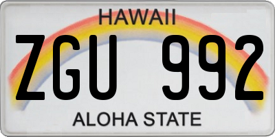 HI license plate ZGU992