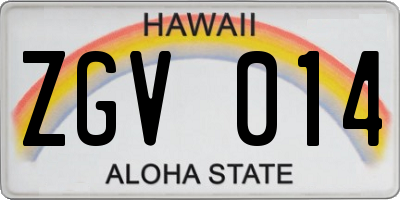 HI license plate ZGV014