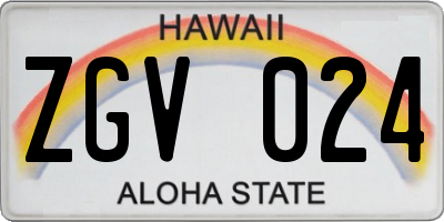 HI license plate ZGV024