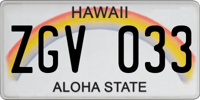 HI license plate ZGV033