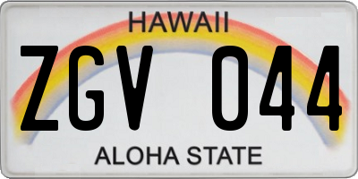 HI license plate ZGV044