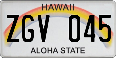 HI license plate ZGV045