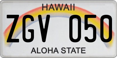 HI license plate ZGV050